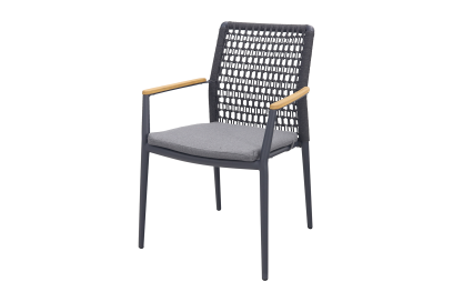 Lumino stapelbare dining tuinstoel - antraciet / teak arm