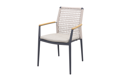 Lumino stapelbare dining tuinstoel - light rope / teak arm