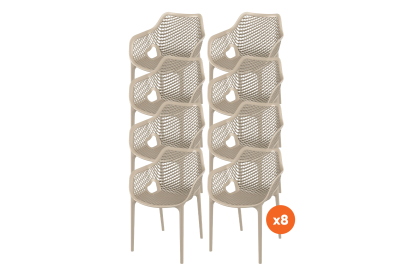 Set van 8 - Madino Air stapelbare stoel - Taupe