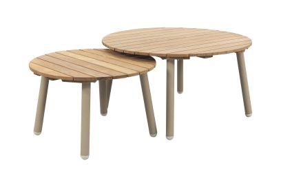 Mindo alu/teak ronde loungetafel set - Latte