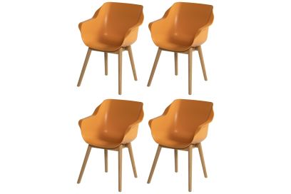 Set van 4 - Hartman Sophie Studio dining armstoel - Indian Orange - Teak poot