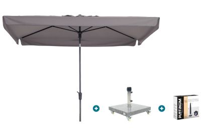 Madison Delos Luxe stokparasol 200x300 cm. - Taupe met Sevilla voet en hoes