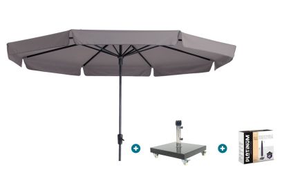 Madison Syros Luxe stokparasol Ø350 cm. - Taupe met Granada voet en hoes