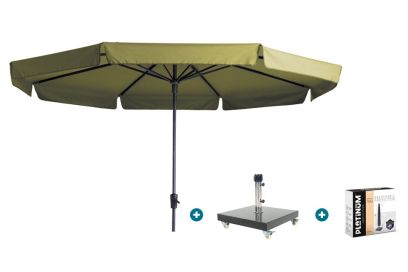 Madison Syros Luxe stokparasol Ø350 cm. - Sage green met Granada voet en hoes