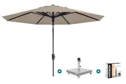 Madison Paros 2 Luxe stokparasol 3 m. rond - Ecru met Sevilla voet en hoes