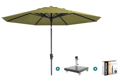 Madison Paros 2 Luxe stokparasol 3 m. rond - Sage green met Granada voet en hoes