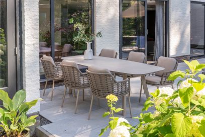 Taste Puglia/Manolo 6-persoons deens ovale tuinset 240x103 cm. - Latte