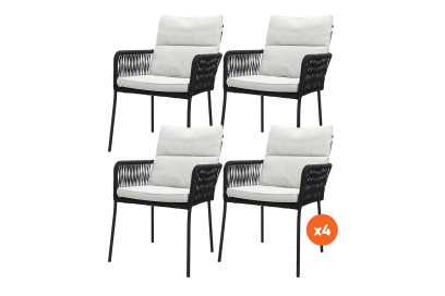 Set van 4 - Teresa dining tuinstoel Rope - Black