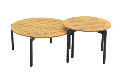 Valletta koffietafels - Set van 2 - antraciet/teak