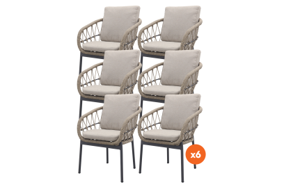 Set van 6 - Julia dining tuinstoel - Antraciet