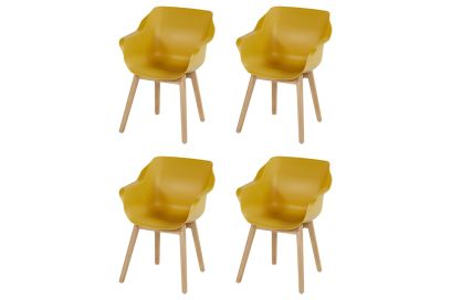 Set van 4 - Hartman Sophie Studio dining armstoel - Curry Yellow - Teak poot