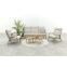 Lagos/Mindo (ronde loungetafelset) verstelbare 5-zits stoel-bank loungeset - Latte/Teak
