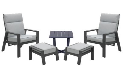 Max verstelbare loungestoelen incl. voetenbank + Ivy bijzettafeltje