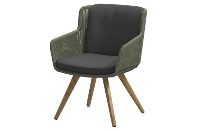 4 Seasons Flores dining tuinstoel met teak poten - Groen (1 st.) - OP = OP