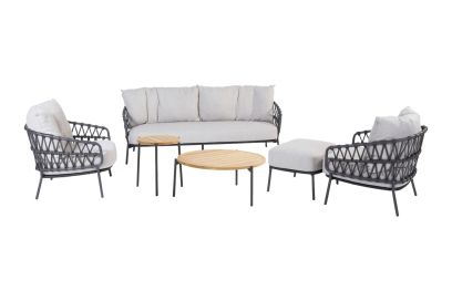 Calpi stoel-bank loungeset met Yoga koffietafels en voetenbank - 6-delig 