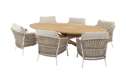 4 Seasons Dalias/Prado ellips 240x115 cm. - Low dining 7-delige tuinset