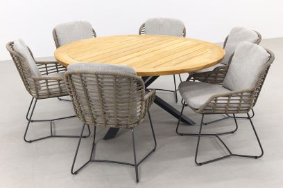 4SO Lugano/Prado Ø160 cm. - ronde tuinset - 7-delig