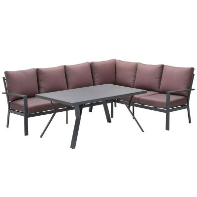 Sergio lounge dining set 3-delig - Rechts - Carbon black/Copper