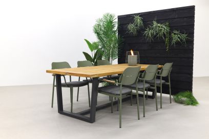 Courage - Groen/Murano teak - 240x100 cm. - tuinset 7-delig