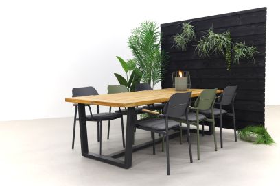 Courage - antra&green/Murano teak - 240x100 cm. - tuinset 7-delig