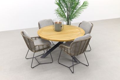 4SO Lugano/Prado Ø130 cm. - ronde tuinset - 5-delig