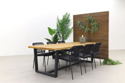 Barista - antraciet/Murano teak - 240x100 cm. - tuinset 7-delig