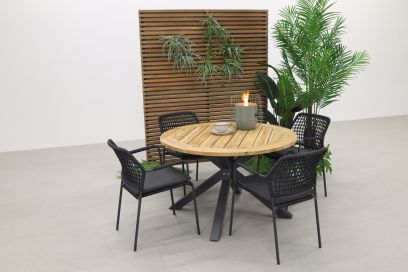 Taste Barista - Antraciet/Quote teak - Ø120 cm. - Tuinset 5-delig