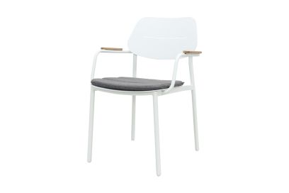 Van der Garde GreenChair Courage Dining chair - teak armleuning - White aanbieding