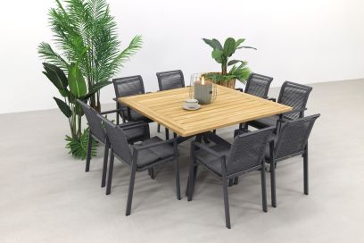 GreenChair Lagoon/Quote teak - 140x140 cm. - Tuinset 9-delig