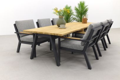 Van der Garde 4 Seasons Proton/Ambassador 280x100 cm. - Low dining 7-delige tuinset aanbieding