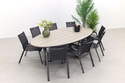Hartman Napoli stapelstoel Xerix / GI Edison 280x140 cm. tafel - ovale tuinset