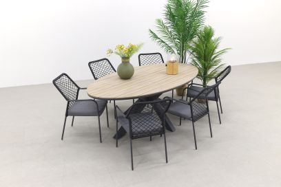 Garden Impressions Dido/Edison 220x115 cm. - ovale tuinset - stapelbaar