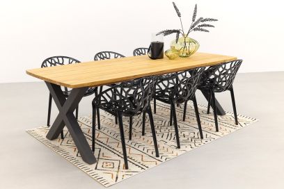 Crystal black/Sefa teak 240 cm. tuinset - 7-delig