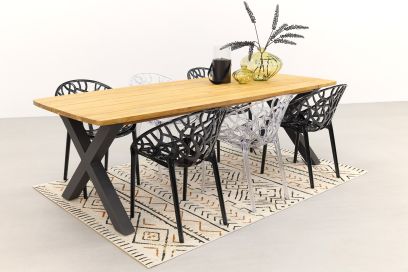 Crystal black-transparant/Sefa teak 240 cm. tuinset - 7-delig