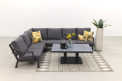 Rockford aluminium loungeset antraciet 5-delig - Verstelbare tafel