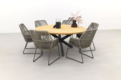 4 Seasons Ramblas taupe/Taste Prado 160 cm. - Ronde tuinset