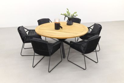 4 Seasons Accor antraciet/Prado 160 cm. - ronde tuinset