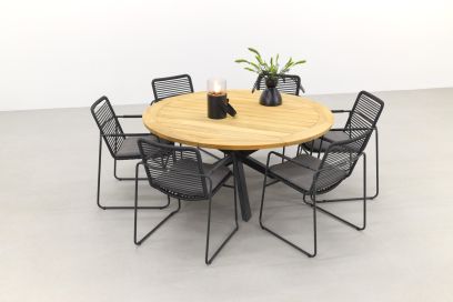 Elba Taste antraciet/Prado 160 cm. - ronde tuinset