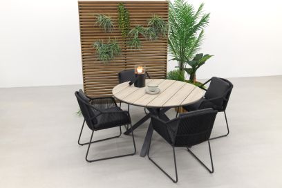 4 Seasons Accor antraciet/ GI Edison 122 cm. - ronde tuinset