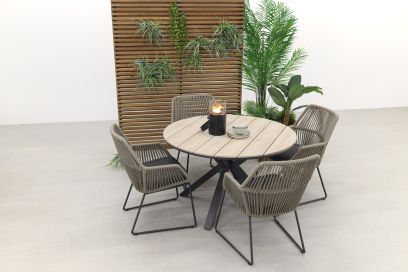 4 Seasons Ramblas naturel / Garden Impressions Edison 122 cm. - ronde tuinset