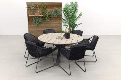 4 Seasons Accor antraciet/ Garden Impressions Edison 148 cm. - ronde tuinset