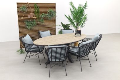 Garden Impressions Margriet - Zwart / Edison 220 x 115 cm. - ovale tuinset