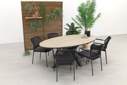 Taste Barista - Antraciet / GI Edison 220 x 115 cm. tafel - ovale tuinset