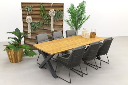 4 Seasons Valencia / Sefa tuintafel 240x95 - Teak - tuinset 7-delig