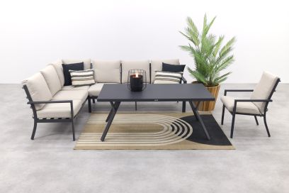 Sergio lounge dining set met stoel - Carbon/Desert - 3-delig links