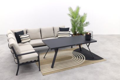 Sergio lounge dining set 3-delig - Links - Carbon black/Desert