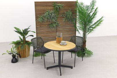 Taste Barista groen/Fiesta ronde tuinset - stapelbaar - 3-delig