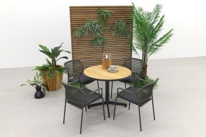 Taste Barista groen/Fiesta ronde tuinset - stapelbaar - 5-delig