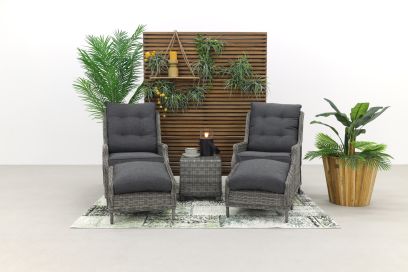 Pacific verstelbare loungestoelen + Bijzettafeltje - Ice Grey