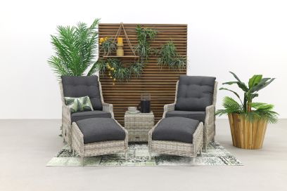 Pacific verstelbare loungestoelen + Bijzettafeltje - Vanilla
